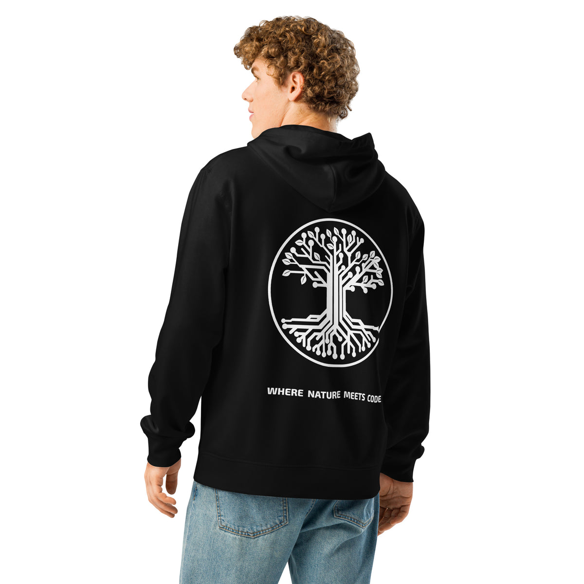 Hoodie bio ARBOR3S Signature Blanc Minéral — noir — vue de dos