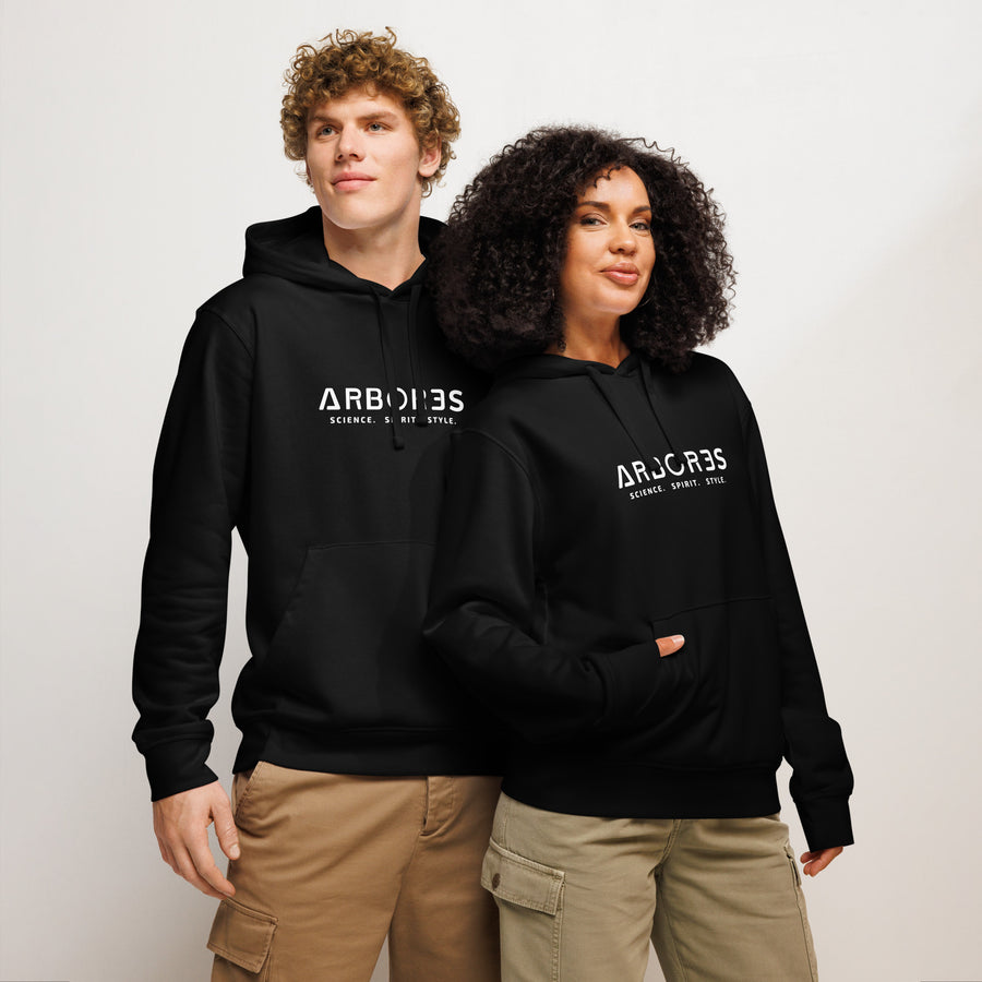 Hoodie bio ARBOR3S Signature Blanc Minéral — noir — vue de face