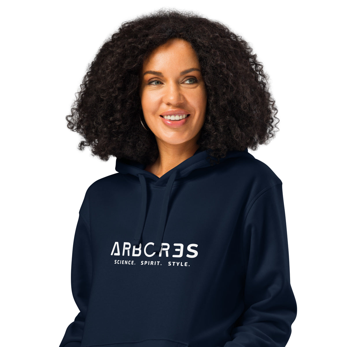 Hoodie bio ARBOR3S Signature Blanc Minéral — bleu marine — vue de face