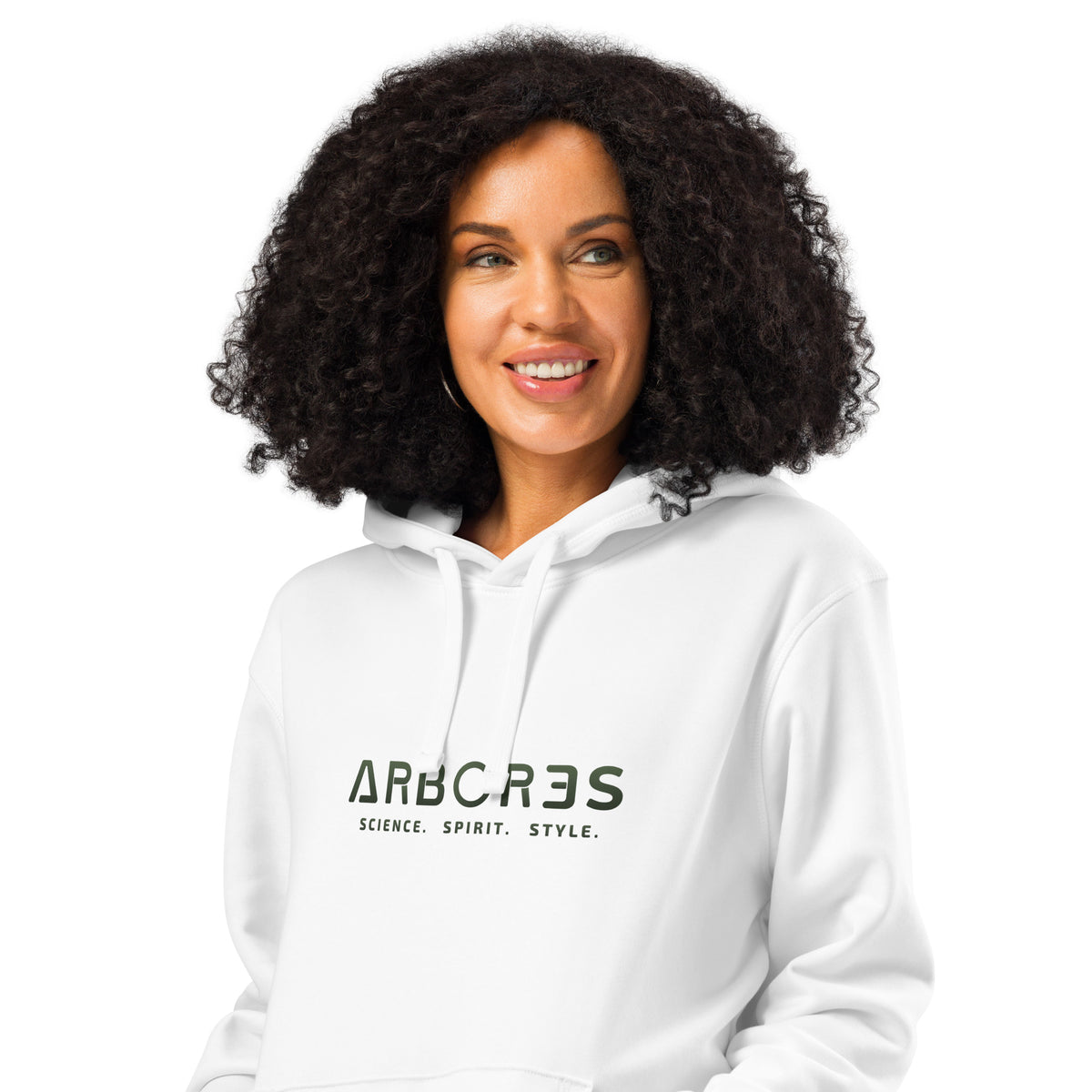 Hoodie bio ARBOR3S Signature Vert Canopée — blanc — vue de face
