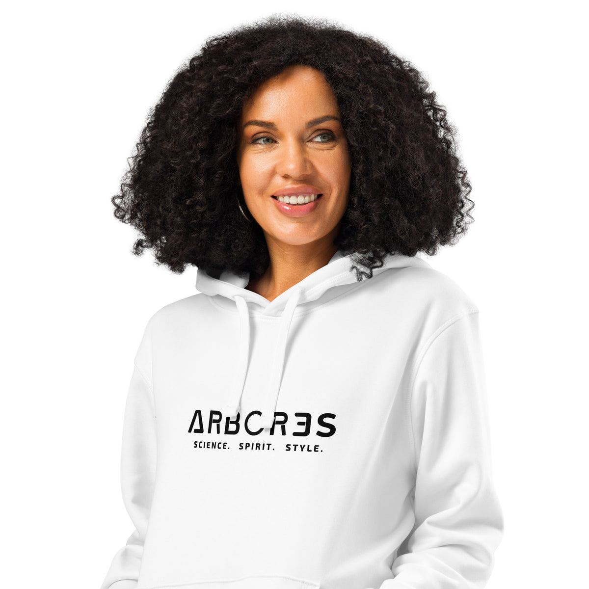 Hoodie bio ARBOR3S Signature Noir Carbone — blanc — vue de face
